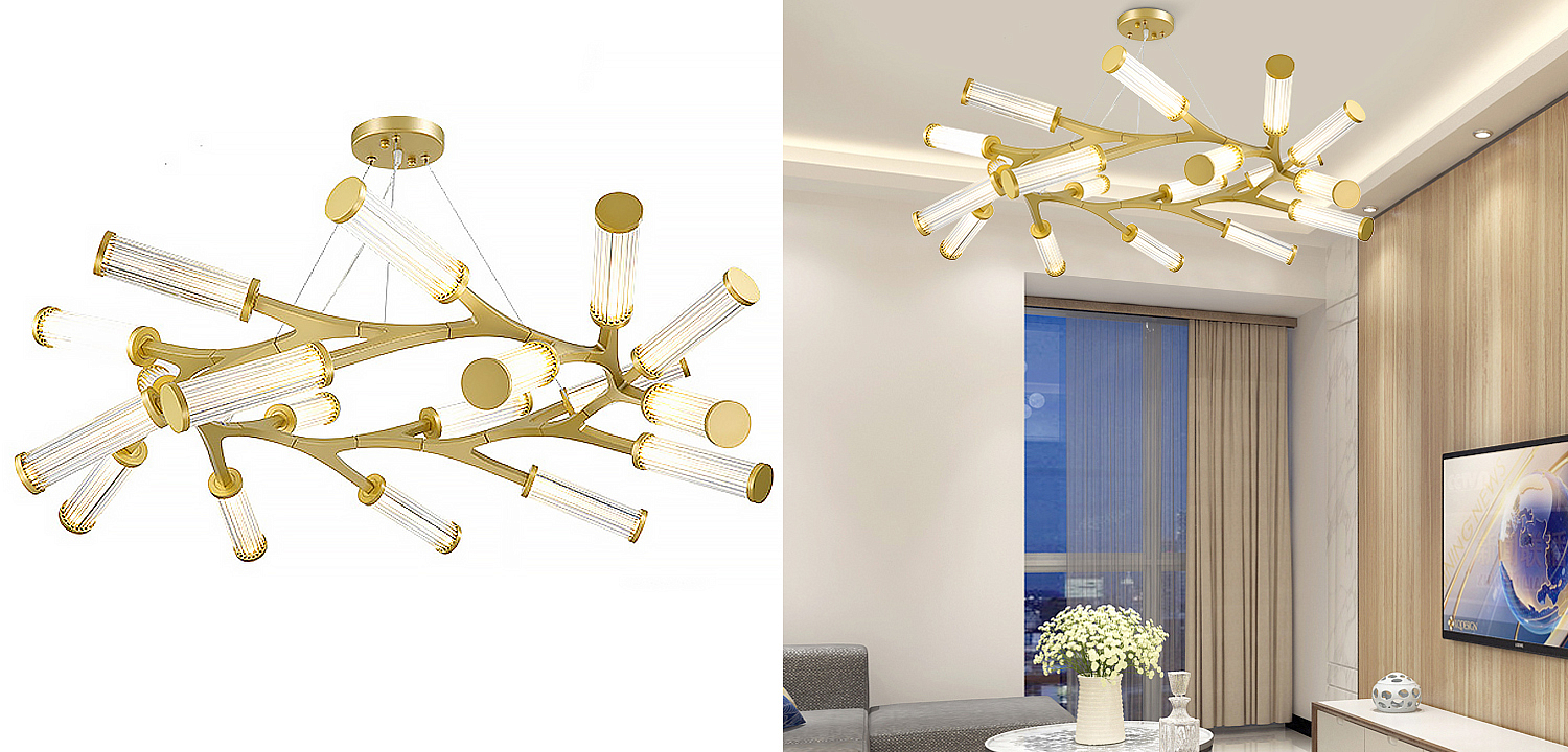 Люстра Cylinder Branches Chandelier Ring Gold Люстра Cylinder Branches Chandelier Ring Gold - Loft-Concept в Грозном