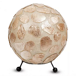 Настольная лампа из перламутра на металлическом каркасе Indonesian Circle варинант исполнения - 2 | Loft Concept в Грозном