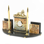 Настольный письменный набор из камня офиокальцит и бронзы с декором в виде льва Successful Leader варинант исполнения - 2 | Loft Concept в Грозном