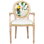 Стул с подлокотниками золотистый из бука с изображением птиц и цветов Blooming Birds 2 варинант исполнения - 1 | Loft Concept в Грозном