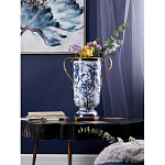 Ваза с бронзовыми ручками и синим цветочным узором Blue & White Ornament варинант исполнения - 8 | Loft Concept в Грозном