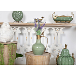 Кувшин зеленого цвета из фарфора с бронзовой крышкой и изогнутой ручкой Eden Garden porcelain and bronze варинант исполнения - 4 | Loft Concept в Грозном