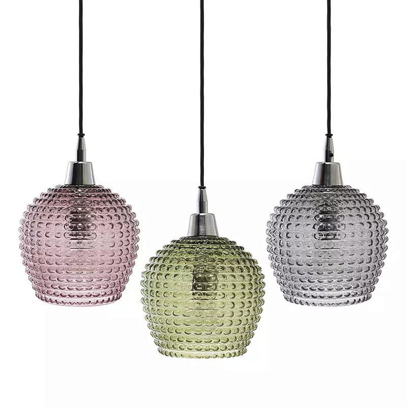 Подвесной светильник каскадный с 3-мя рельефными плафонами Cascade with Relief Lampshades Серый Зеленый Сливовый Черный Подвесной светильник каскадный с 3-мя рельефными плафонами Cascade with Relief Lampshades Серый Зеленый Сливовый Черный в Грозном | Loft Concept