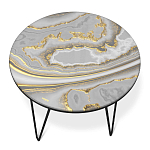 Стол журнальный c круглой столешницей из стекла серого цвета Gray and Gold Marble варинант исполнения - 2 | Loft Concept в Грозном