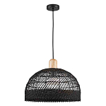 Подвесной светильник с округлым абажуром из черного ротанга Wicker Furniture варинант исполнения - 2 | Loft Concept в Грозном