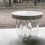 Дизайнерский журнальный стол на 3-х овальных прозрачных ножках Tukutic варинант исполнения - 2 | Loft Concept в Грозном