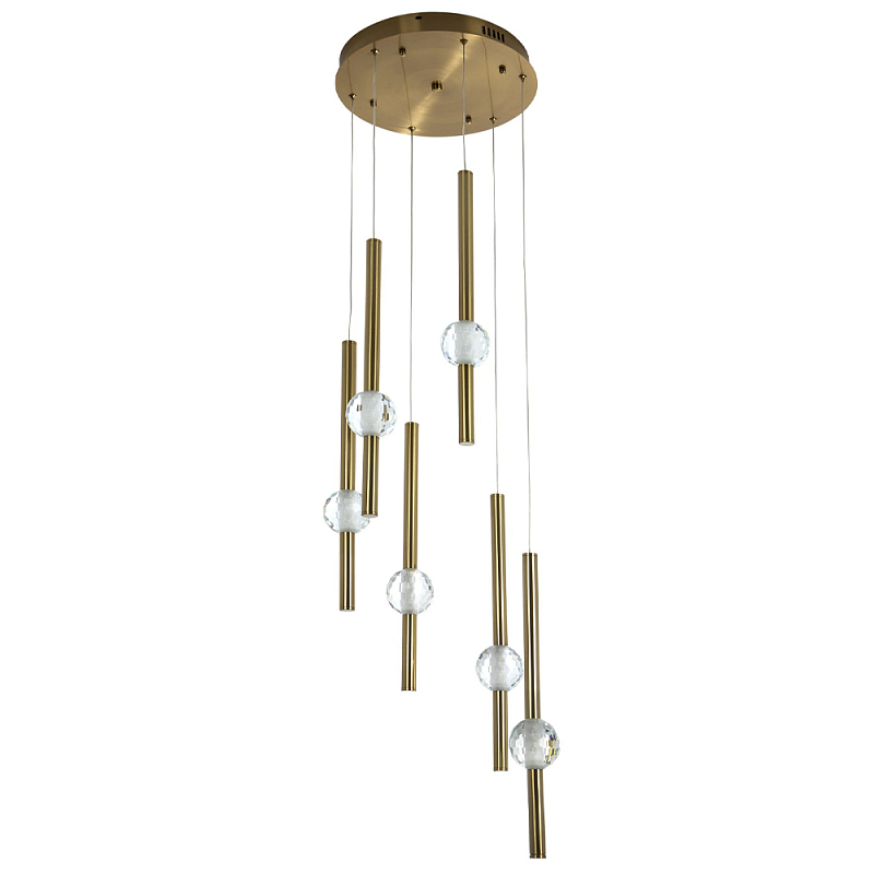 Каскадная люстра Celestin Spheres Brass Chandelier Прозрачный Латунь Каскадная люстра Celestin Spheres Brass Chandelier Прозрачный Латунь в Грозном | Loft Concept