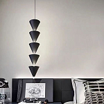 Подвесной светильник светодиодный в виде ряда черных металлических конусов  Herringbone варинант исполнения - 5 | Loft Concept в Грозном