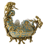 Чаша голубого цвета с оранментом и и бронзовыми фигурами леопардов Eden Garden варинант исполнения - 2 | Loft Concept в Грозном