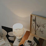 Настольная лампа с принтом на белом тканевом абажуре Roof Garden Lamp варинант исполнения - 7 | Loft Concept в Грозном