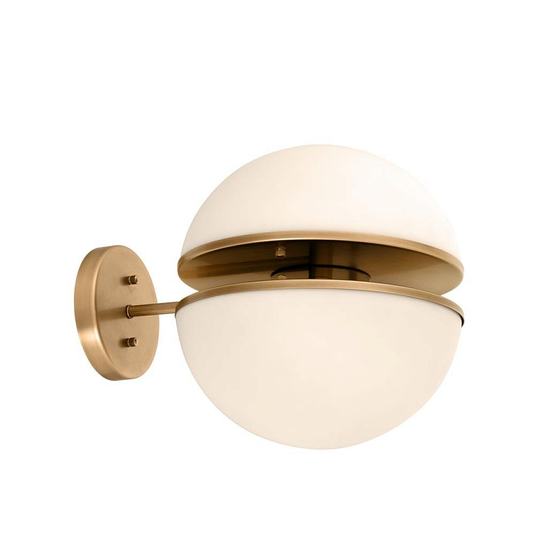 Бра Wall Lamp Spiridon Латунь Античная полированная Белый Бра Wall Lamp Spiridon Латунь Античная полированная Белый в Грозном | Loft Concept