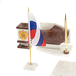 Настольный письменный набор из мрамора и лемезита с гербом и флагом России Marble Accessory варинант исполнения - 3 | Loft Concept в Грозном