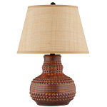 Настольная лампа темно-коричневая с тканевым абажуром в форме конуса Сhieftain варинант исполнения - 3 | Loft Concept в Грозном