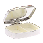 Таблетница карманная прямоугольная на 2 отделения с зеркалом и накладкой из натурального камня Лазурит Silver Stone Pillboxes варинант исполнения - 3 | Loft Concept в Грозном