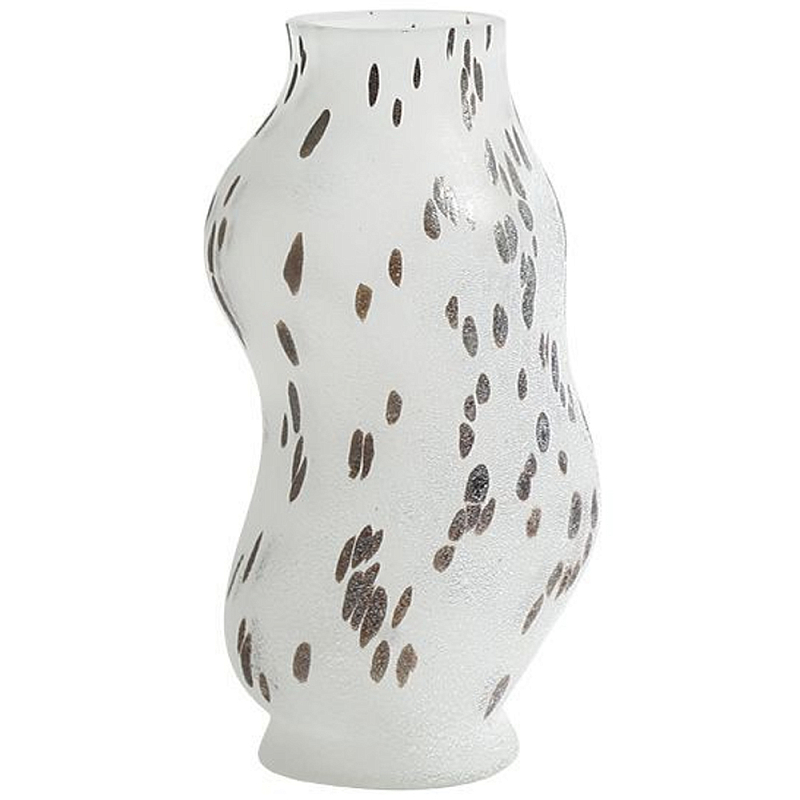 Декоративная ваза из стекла Wavy Glass Vase S Белое матовое стекло Коричневый Декоративная ваза из стекла Wavy Glass Vase S Белое матовое стекло Коричневый в Грозном | Loft Concept