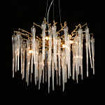 Люстра золотого цвета с декоративными ветками и длинными прозрачными стеклянными подвесами в форме сосулек Droplet Chandelier варинант исполнения - 3 | Loft Concept в Грозном