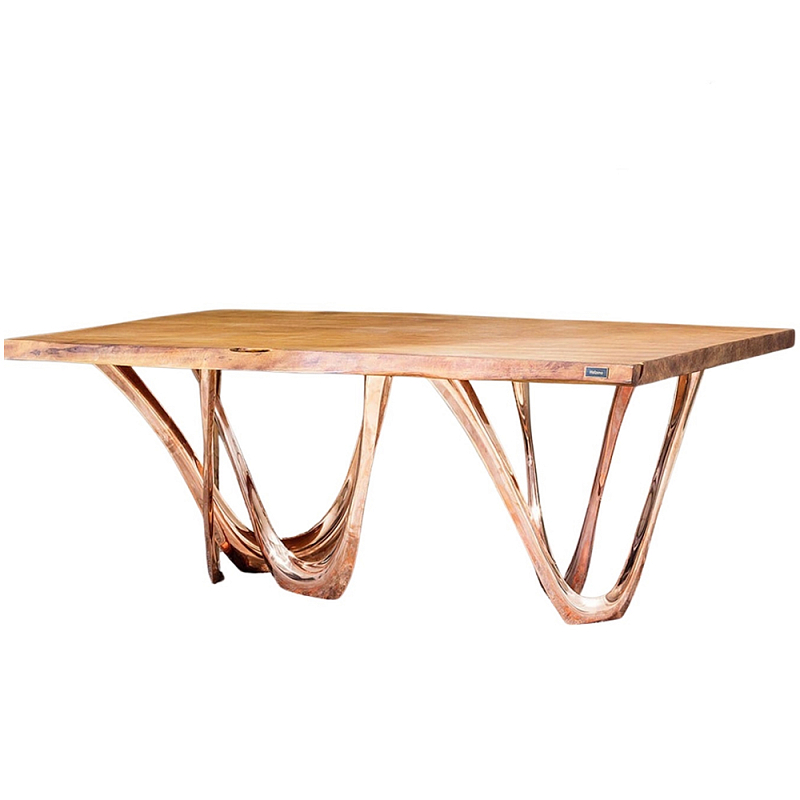 Обеденный стол прямоугольный с фигурными ножками G-table Золотой Обеденный стол прямоугольный с фигурными ножками G-table Золотой в Грозном | Loft Concept