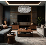 Круглая люстра с хрустальными подвесками на серебряном каркасе Gorgeous Crystal Light варинант исполнения - 12 | Loft Concept в Грозном