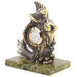 Часы настольные бронзовые в виде русалочки из натурального камня Змеевик Mermaid Stone Clock варинант исполнения - 2 | Loft Concept в Грозном