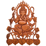 Панно из дерева Ганеша Panel With Animals варинант исполнения - 1 | Loft Concept в Грозном