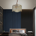 Люстра круглая с хрустальными подвесками на золотистом каркасе Roul Crystal Light варинант исполнения - 13 | Loft Concept в Грозном