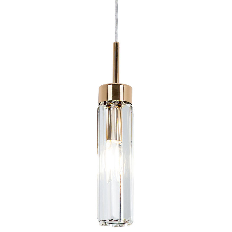 Подвесной светильник с плафоном из хрусталя Fernand Glass Gold Hanging Lamp Прозрачный Золотой Подвесной светильник с плафоном из хрусталя Fernand Glass Gold Hanging Lamp Прозрачный Золотой в Грозном | Loft Concept