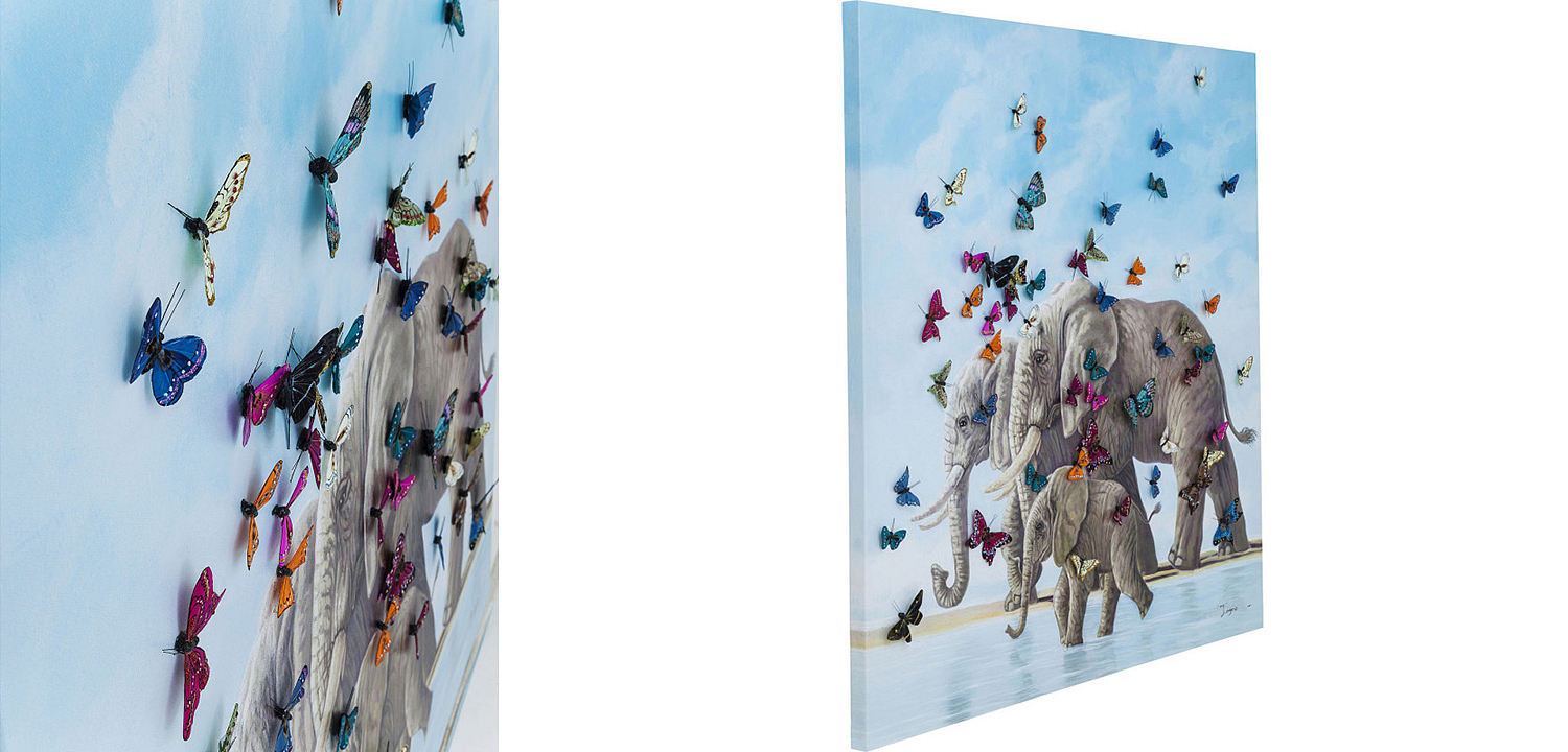 Картина Elephants with Butterflies painting Картина Elephants with Butterflies painting - Loft-Concept в Грозном