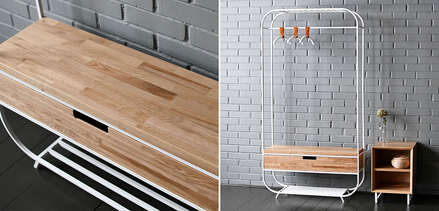 Рейл с выдвижным ящиком Ewing White Industrial Metal Rust Clothes Rail Рейл с выдвижным ящиком Ewing White Industrial Metal Rust Clothes Rail - Loft-Concept в Грозном