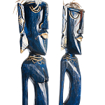 Комплект из 2-х деревянных статуэток Asmat Tall Statuettes Blue Green варинант исполнения - 3 | Loft Concept в Грозном