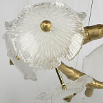 Люстра подвесная круглая с ветвистыми бронзовыми элементами и стеклянными рифлеными дисками Textured Glass Chandelier варинант исполнения - 4 | Loft Concept в Грозном