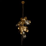 Люстра подвесная вытянутой формы с плафонами из стекла и металла с тремя вертикальными подвесками Gilded Mirage  варинант исполнения - 7 | Loft Concept в Грозном