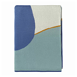 Плед из хлопка синего цвета с абстрактным принтом Elysian Flow Ocean варинант исполнения - 2 | Loft Concept в Грозном