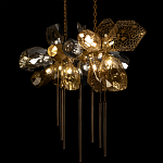 Люстра подвесная с 18-ю стеклянными плафонами с вертикальными подвесками Gilded Mirage  варинант исполнения - 8 | Loft Concept в Грозном