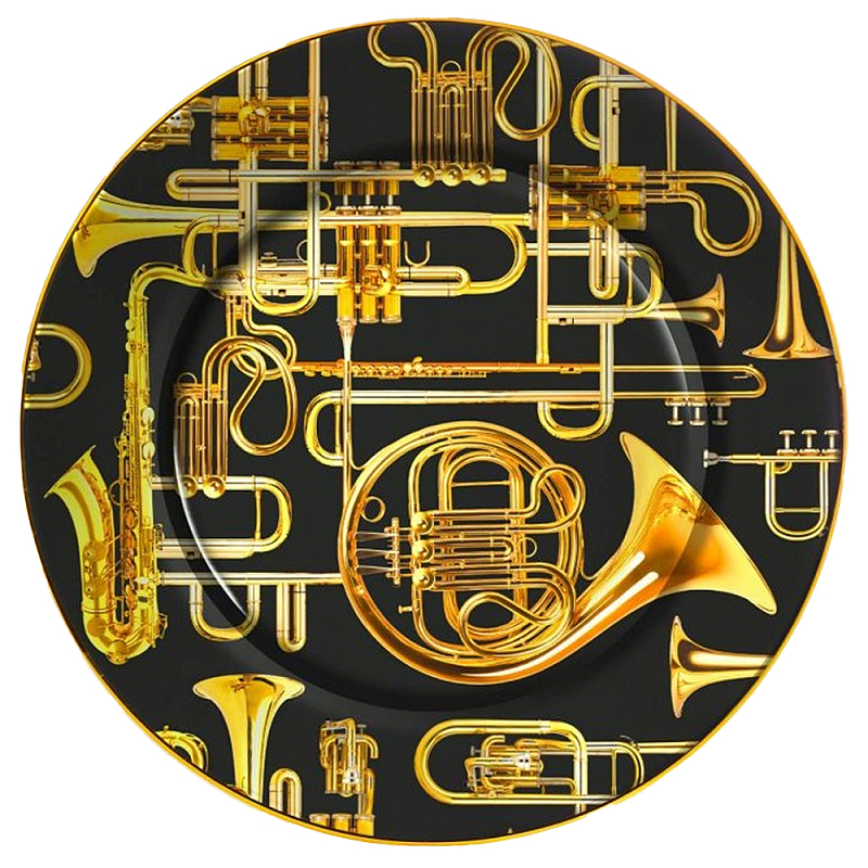 Тарелка Seletti Trumpets Черный Золотой Тарелка Seletti Trumpets Черный Золотой в Грозном | Loft Concept