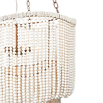 Двухъярусная люстра с подвесками из круглых деревянных бусин белая White Beads Two-tier Chandelier варинант исполнения - 3 | Loft Concept в Грозном