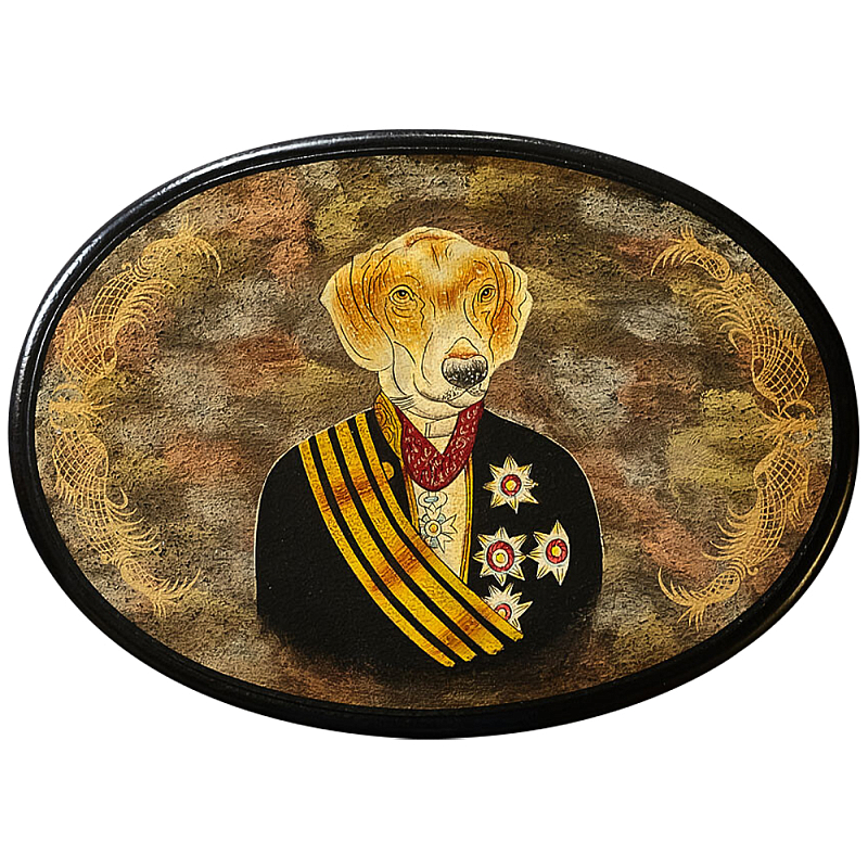 Картина в овальной раме Chinoiserie Labrador Dog Portrait Золотой Черный Красный Мульти Картина в овальной раме Chinoiserie Labrador Dog Portrait Золотой Черный Красный Мульти в Грозном | Loft Concept