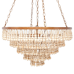 Круглая многоярусная люстра с круглыми деревянными подвесками Wooden Beads Chandelier Cream варинант исполнения - 3 | Loft Concept в Грозном