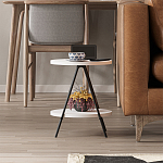 Стол приставной с 2-мя круглыми белыми столешницами ESSEL SIDE TABLE WHITE варинант исполнения - 10 | Loft Concept в Грозном