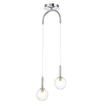 Подвесной светильник с 2-мя рельефными прозрачными плафонами из стекла и основанием цвета Хром Perforated Glass Bubbles варинант исполнения - 2 | Loft Concept в Грозном