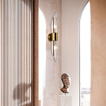 Бра с декором в виде хрустальных трубочек Nembus Brass Round Glass Wall Lamp варинант исполнения - 2 | Loft Concept в Грозном