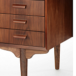 Дизайнерский письменный стол округлой формы с 4-мя ящиками и дверкой с полочками Rili варинант исполнения - 5 | Loft Concept в Грозном