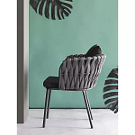 Стул мягкий с декором в виде плетеных лент на спинке и подлокотниках Semicircular Chair Decorated with Ribbons варинант исполнения - 2 | Loft Concept в Грозном