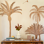 Обои с вышивкой ручной работы Deco Palms Raffia on linen варинант исполнения - 2 | Loft Concept в Грозном