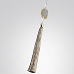 Подвесной светильник с шарообразным плафоном из белого стекла с подвеской из камня и кисточкой Agatelle варинант исполнения - 6 | Loft Concept в Грозном