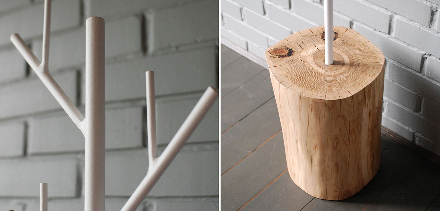 Вешалка Metal Branches and Stump Floor Hanger White Вешалка Metal Branches and Stump Floor Hanger White - Loft-Concept в Грозном