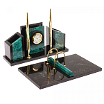 Настольный письменный набор из змеевика с часами Successful Leader варинант исполнения - 2 | Loft Concept в Грозном