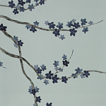Обои ручная роспись Cherry Tree Original colourway on Adam Grey dyed silk варинант исполнения - 1 | Loft Concept в Грозном