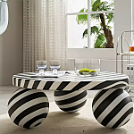 Дизайнерский журнальный стол круглый в чёрно-белую полоску Mypel варинант исполнения - 2 | Loft Concept в Грозном