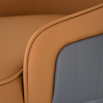 Стул оранжевый с высокой спинкой из искуственной кожи на серых металлических ножках Enigma Orange варинант исполнения - 4 | Loft Concept в Грозном