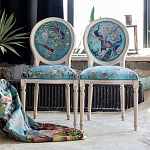 Стул из массива бука бирюзовый с изображением птиц и цветов Turquoise Beige Chinoiserie Birds Garden Chair варинант исполнения - 6 | Loft Concept в Грозном
